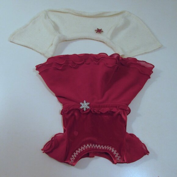 American Girl red Merry and Bright snowflake dress and white snowflake capelet - Picture 5 of 7